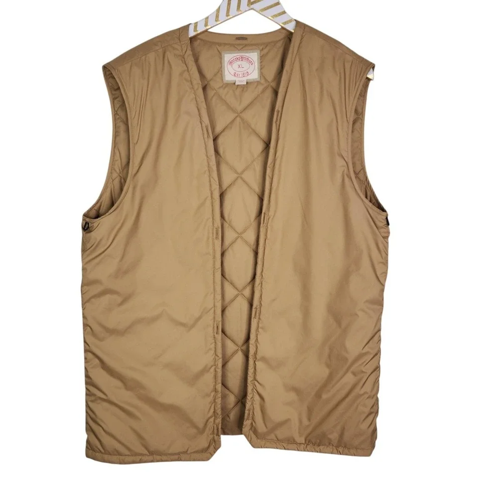 Brooks Brothers Vest Mens XL Beige Quilted Removable Liner Padded Insulated